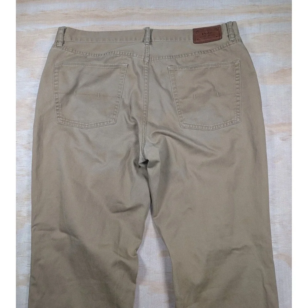 Men's Polo Ralph Lauren Tan Chino Causal Pants Size 36/34 Embroidered RL Pocket